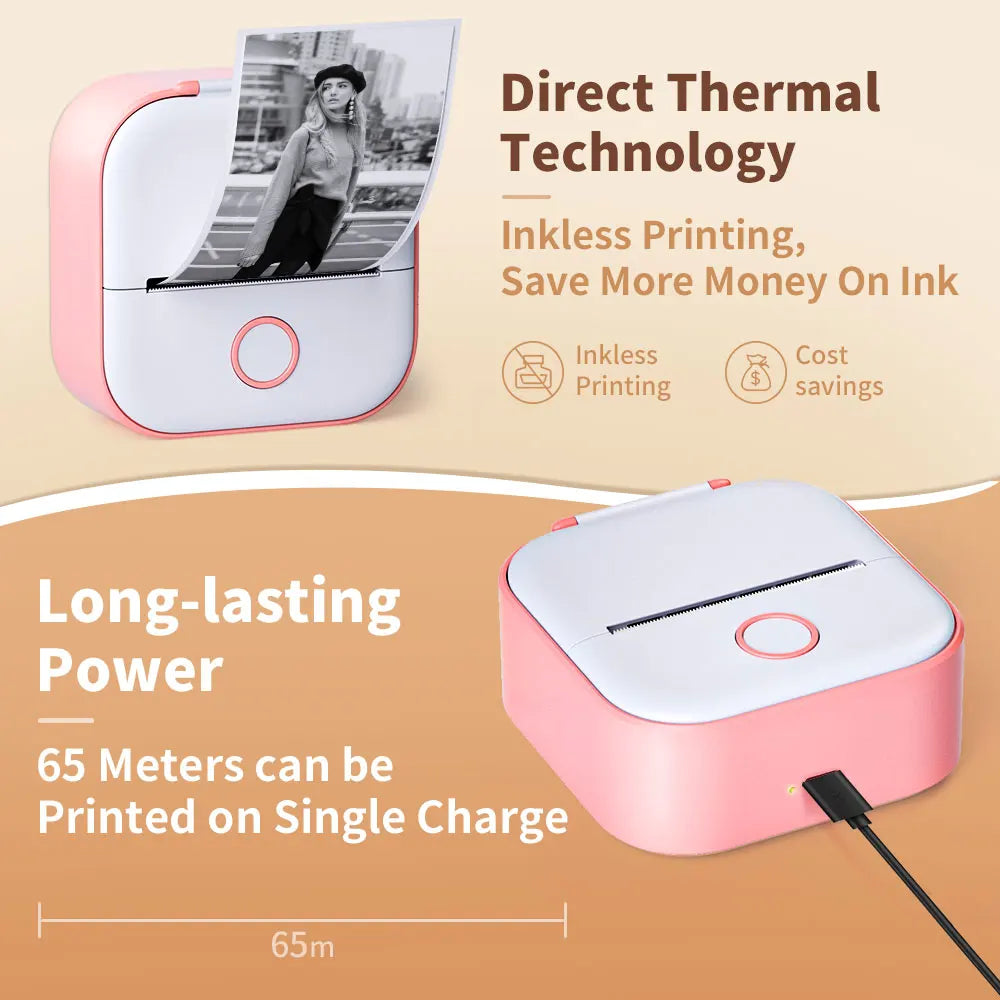 Phomemo Portable Mini Thermal Printer T02 Mini Pocket Label Printer DIY Self-adhesive Sticker Label Machine Various Label Paper - Daisan Mart