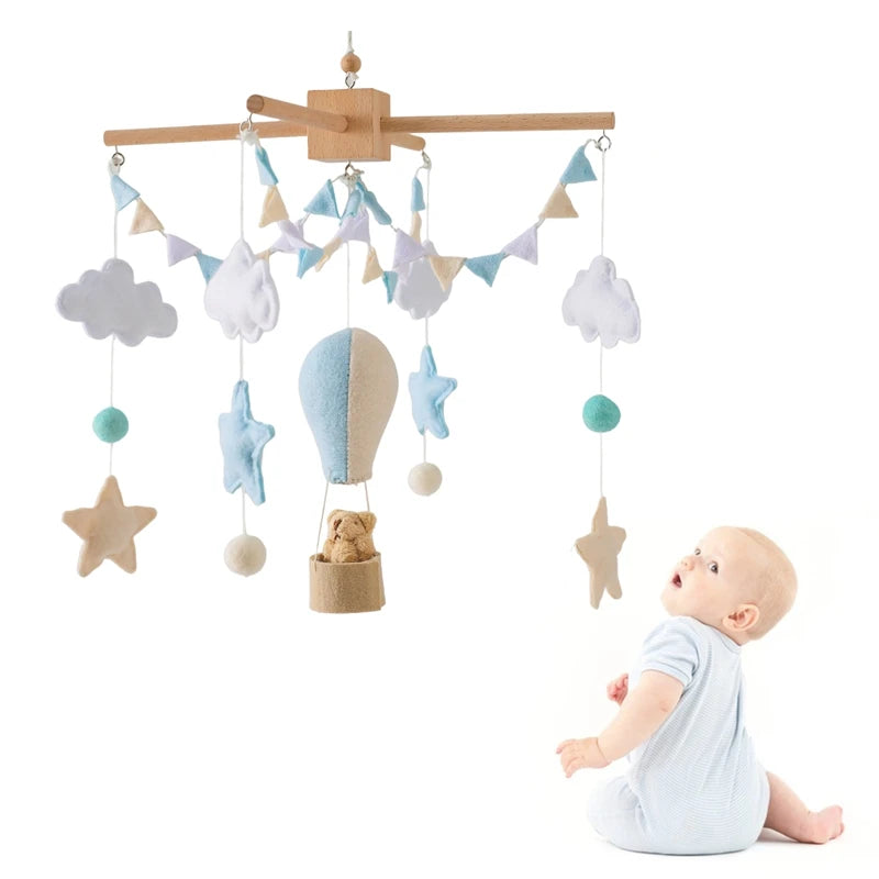 Wooden Pinwheel for Baby's Crib - Hot Air Balloon Stuffed Animal