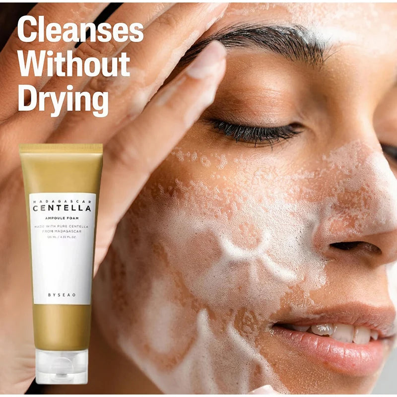 Centella Face Refreshing Foaming Cleanser,Gentle Removes Dirt,Oil Control Deep Cleansing Calming Ampoule Foam,Korean Skincare