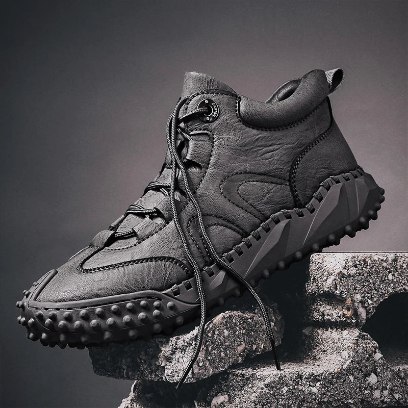 Men's Vintage Handmade Leather High-Top Lace-Up Retro Shoes