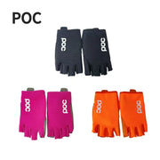 Ba đôi găng tay không ngón: đen, hồng, cam. Chữ "POC" trắng nổi bật trên mỗi đôi.