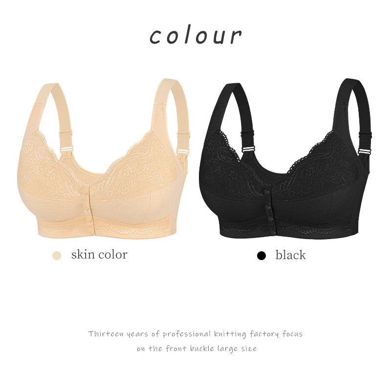 Large size AG lace bra, push-up bra, no underwire, front closure