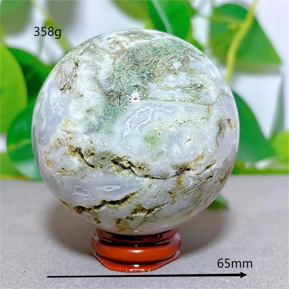 Quả Cầu Mã Não Rêu Đá Tự Nhiên - Trang Trí & Chữa Lành - Daisan Mart