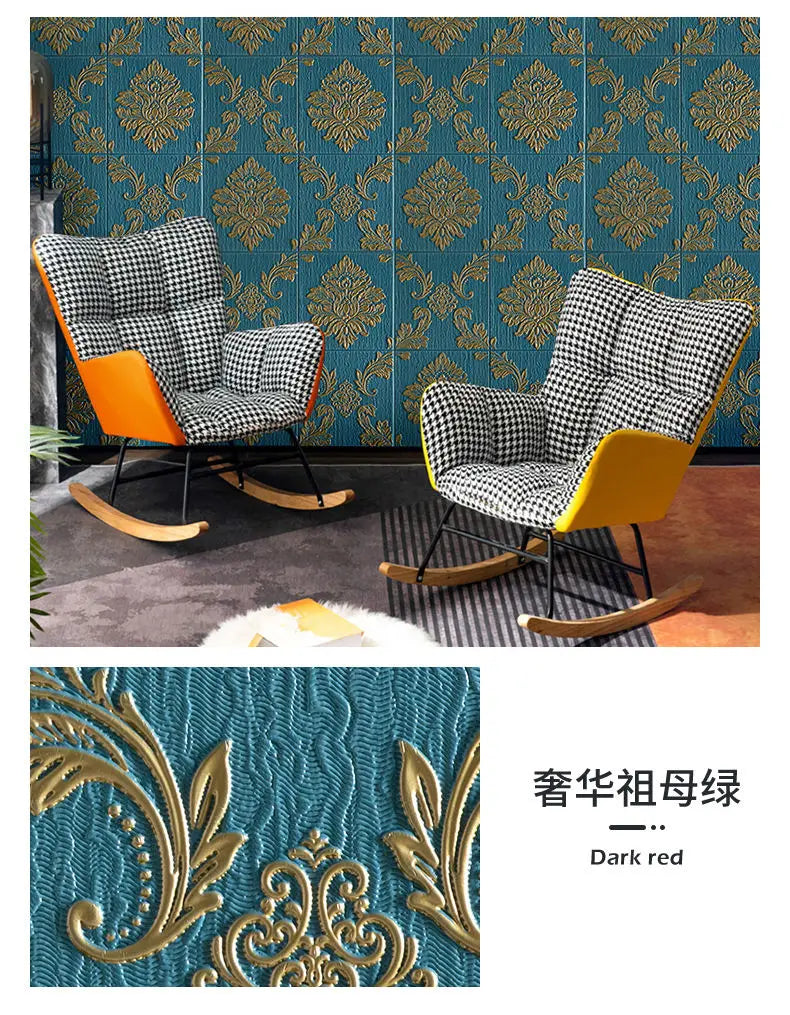 Classic Luxury Wallpaper Self-adhesive Thickened 3D Carving Design Room Decoration Background Stickers Waterproof Moisture-proof