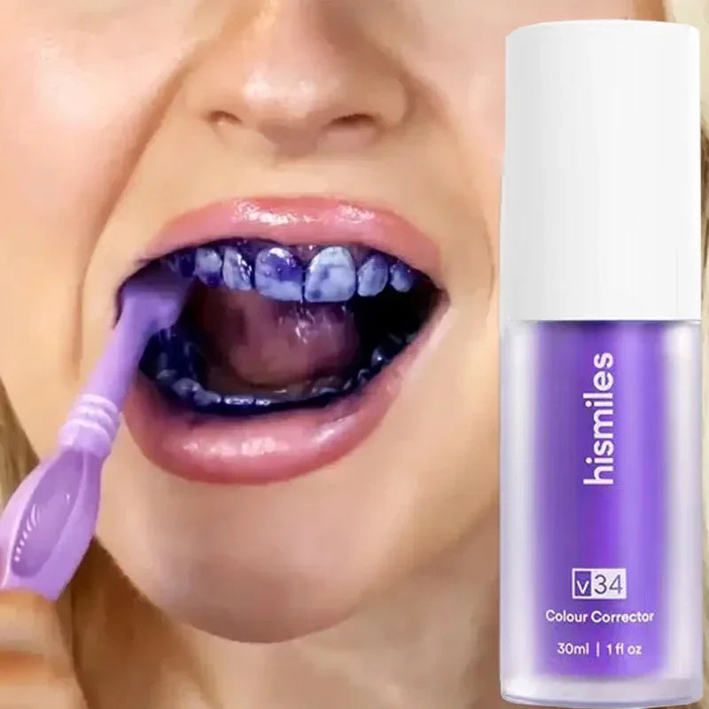 30ml V34 SmileKit Purple Toothpaste Removes Tartar Clean Oral Hygiene Fresh Breath Whitening Teeth Care Products - Daisan Mart