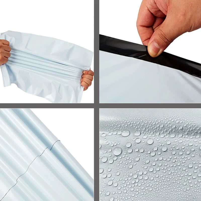 50個裝塑膠快遞信封袋，灰白色自黏封口郵寄袋