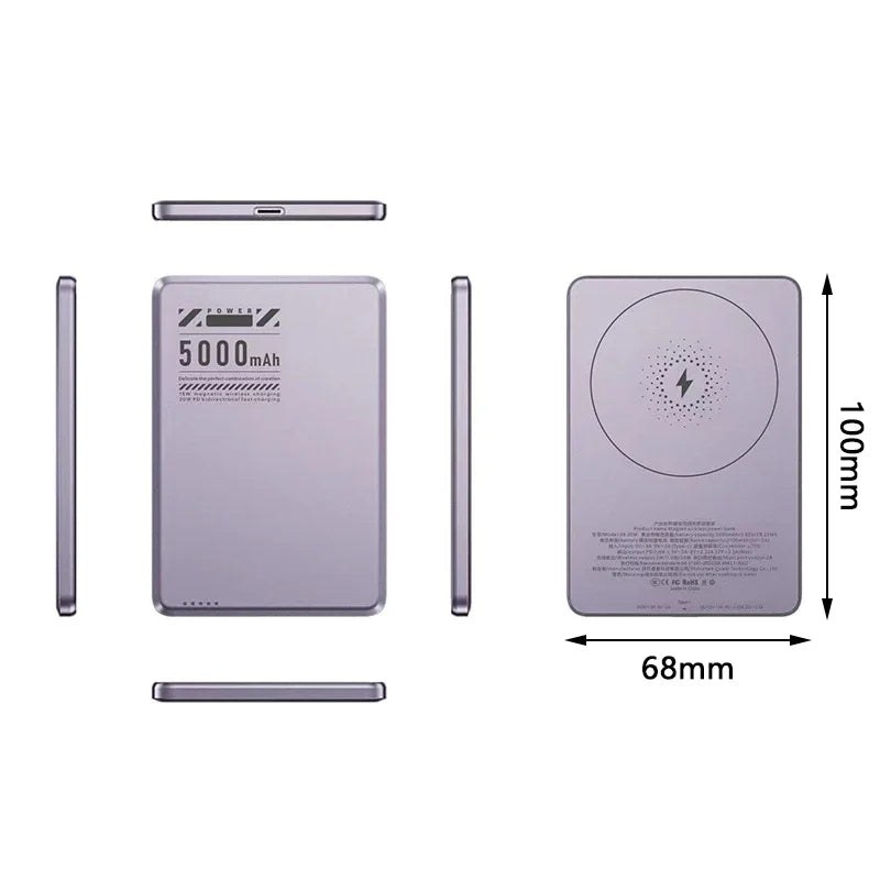 OnePlus Ultra-thin magnetic Power Bank 5000 mAh Wireless Metal MagSafe PD 20W Large Capacity Fast Charging Portable Power Bank - Daisan Mart