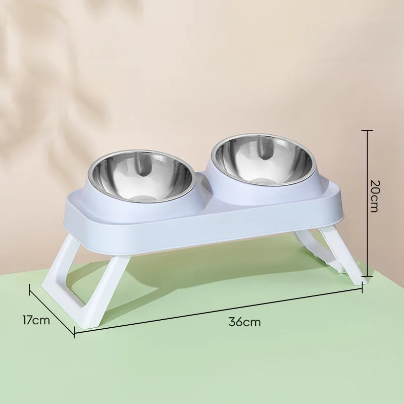Bát Ăn Đôi Inox Gấp Gọn 15° Hỗ Trợ Cổ Thú Cưng - Daisan Mart