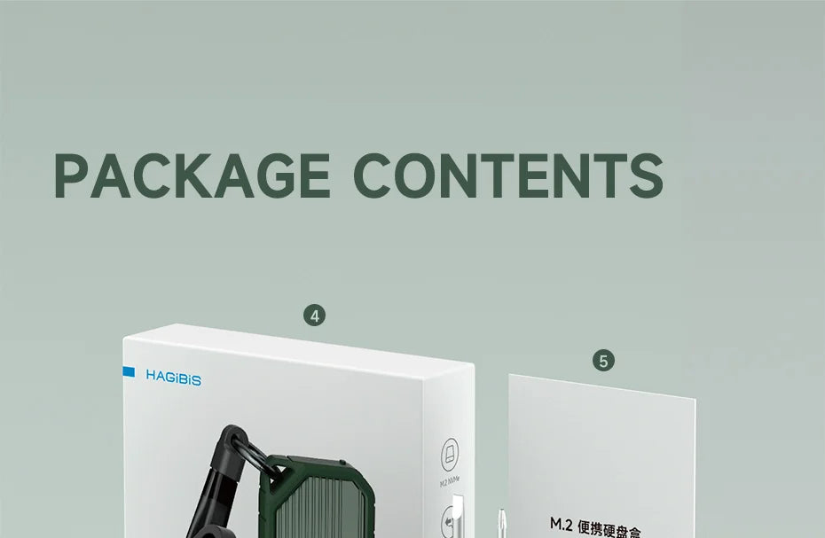 Hagibis 2230 M.2 NVMe SSD Enclosure USB 3.2 Gen 2 10Gbps to NVMe PCI-E M.2 SSD Case External SSD for Laptop iPhone 16 Pro iPad