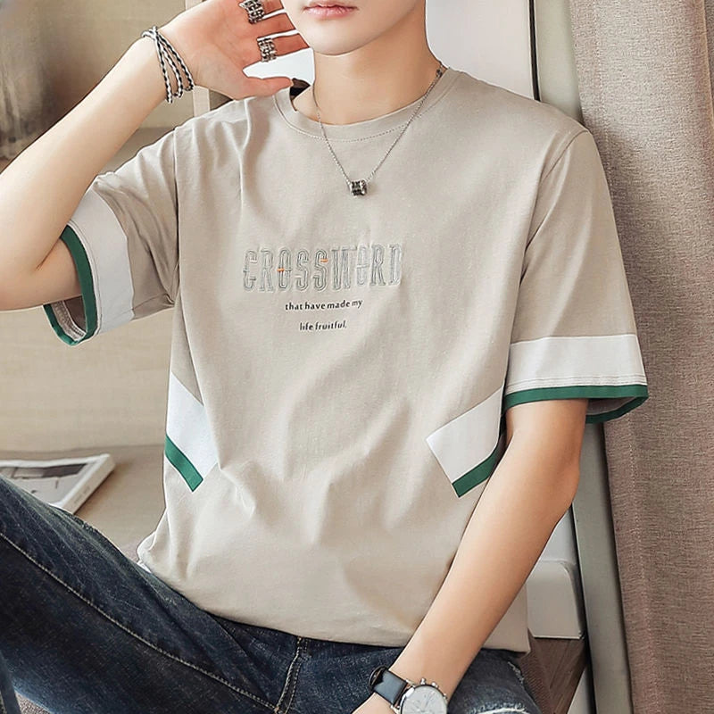 Men's Quick Dry Vintage Letter Korean Style T-Shirt