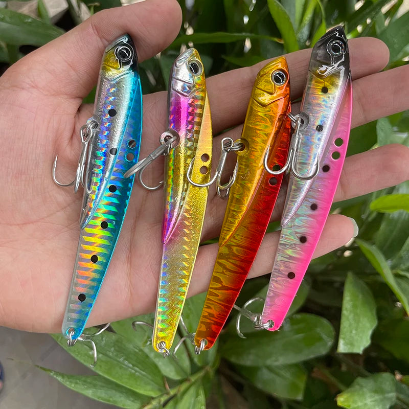 VIB Fishing Lures 35g 44g Sinking Vibration Blade Bait Spinner Spoon Jigging Lures Treble Hooks Bass Fishing Tackle