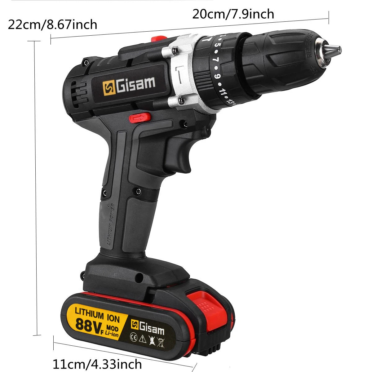 21V Cordless Drill Electric Impact Drill Rechargeable Electric Screwdriver Lithium-Ion Battery 2 Speed ​​DIY Driver Power Tools