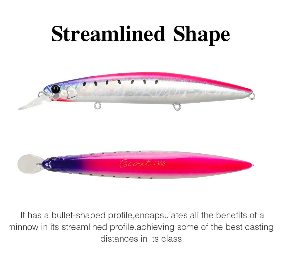 TSURINOYA 130S Sinking Minnow Fishing Lure SCOUT 130mm 24g Long Casting Seabass Flounder Artificial Large Sea Fishing Hard Baits