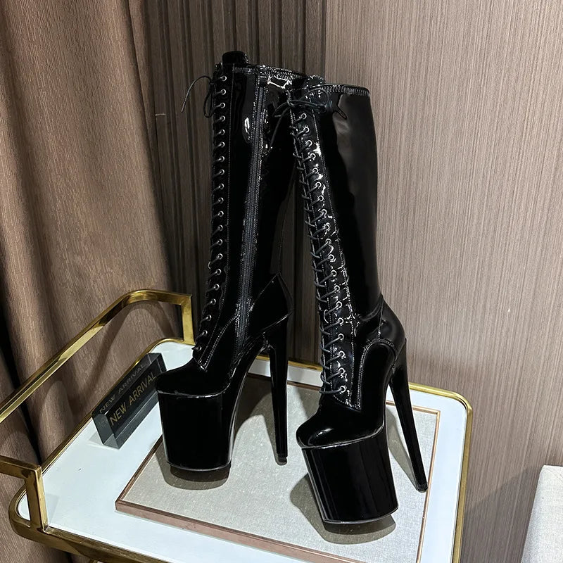 Sexy Red Boots 20CM Thick Sole - Sexy Catwalk Shoes