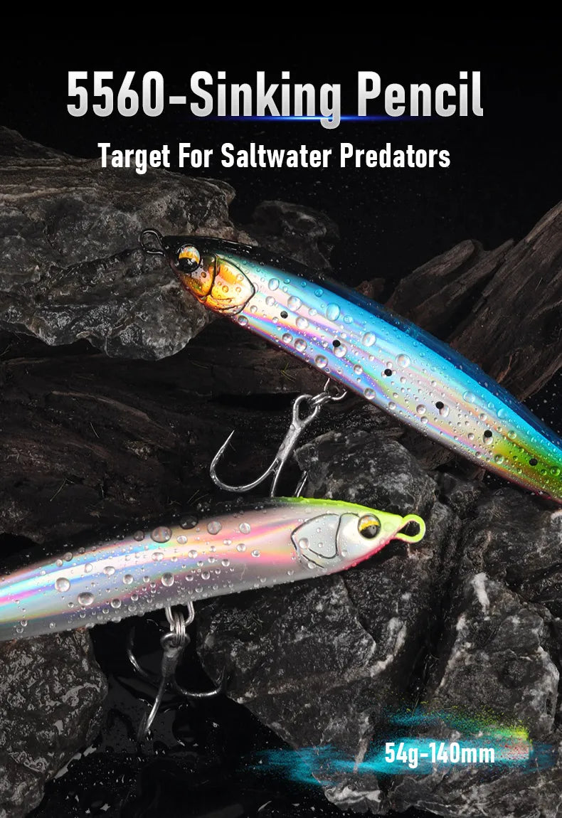 Kingdom Sinking Pencil Lure 140mm 54g Long Casting Saltwater Artificial Stickbait Hard Wobblers Seabass Trolling Jerkbait