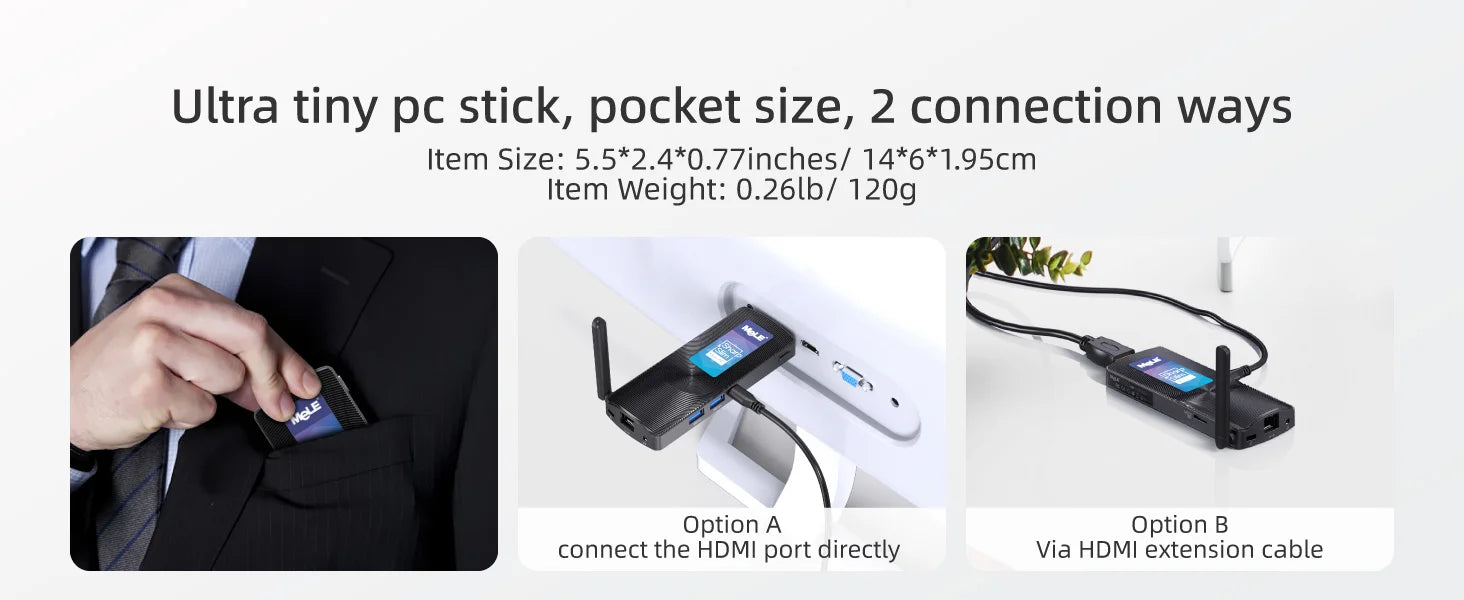 MeLE PCG02 - Fanless Mini Stick Computer Windows 11
