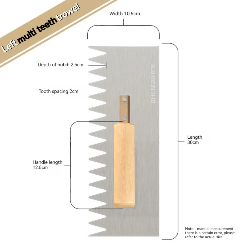 Serrated Trowel Tile Tiling Tool for Masons Workers Auxiliary Plastering Decoration Toothed Knife Ceramic Widened Large Boards