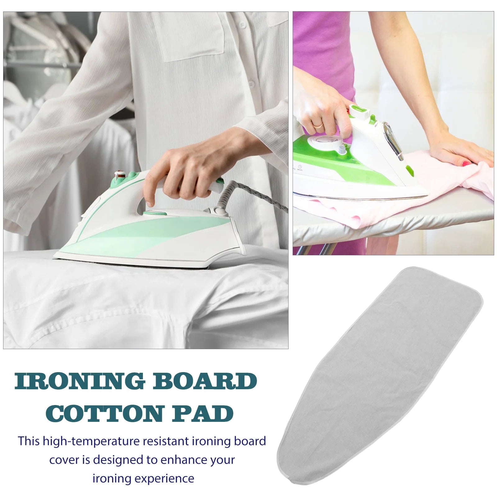Ironing Board Cover 120 X 41Cm Silver Universal Fit For Home Professional Use Thick Cotton Padded Heat Resistant Tabletop