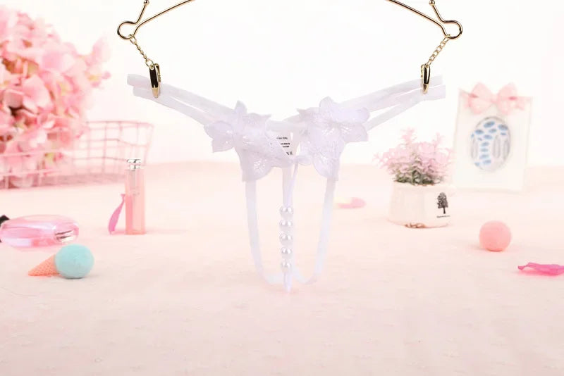 Women's Panties Sexy Lingerie Pearl Thongs Crotch Opening G-strings Temptation Women Underwear Erotic Female Underpants