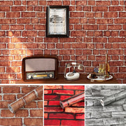 PVC Retro Oil-Resistant Red-Brown Brick Wallpaper