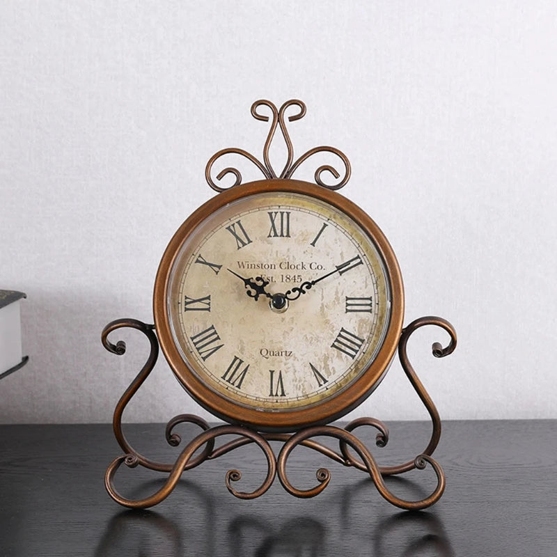 Đồng Hồ Bàn Vintage Sắt Cổ Điển Trang Trí Yên Tĩnh - Daisan Mart