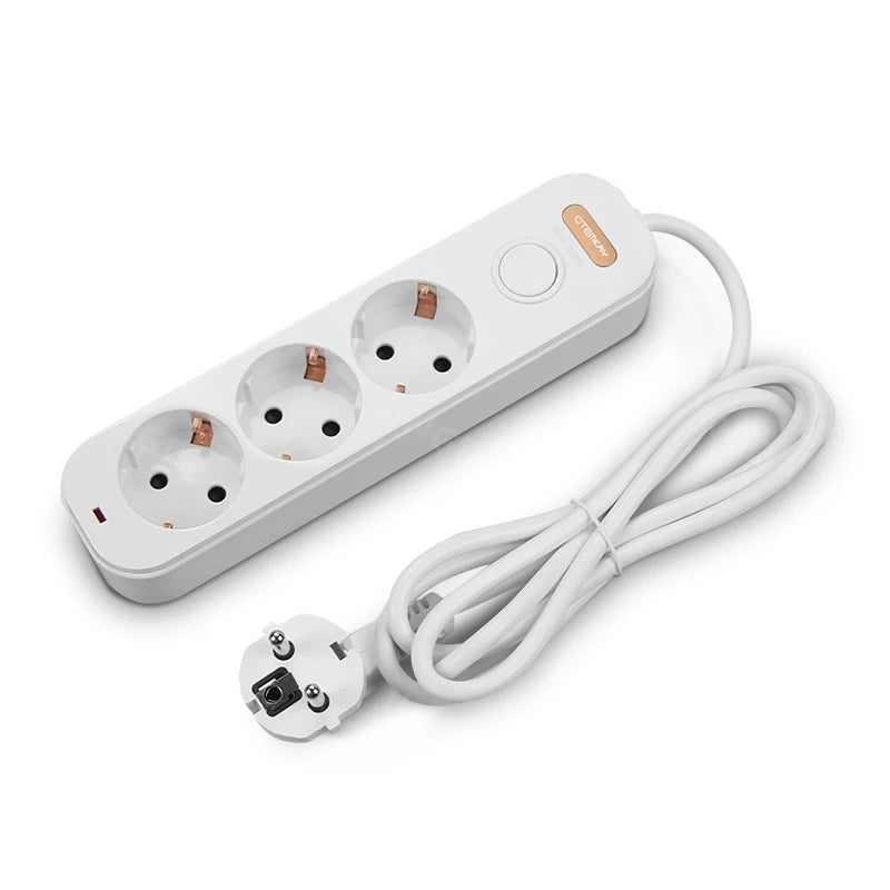 Ổ Cắm Điện EU 3/4/5 Cổng, Công Tắc Riêng, Dây 2m