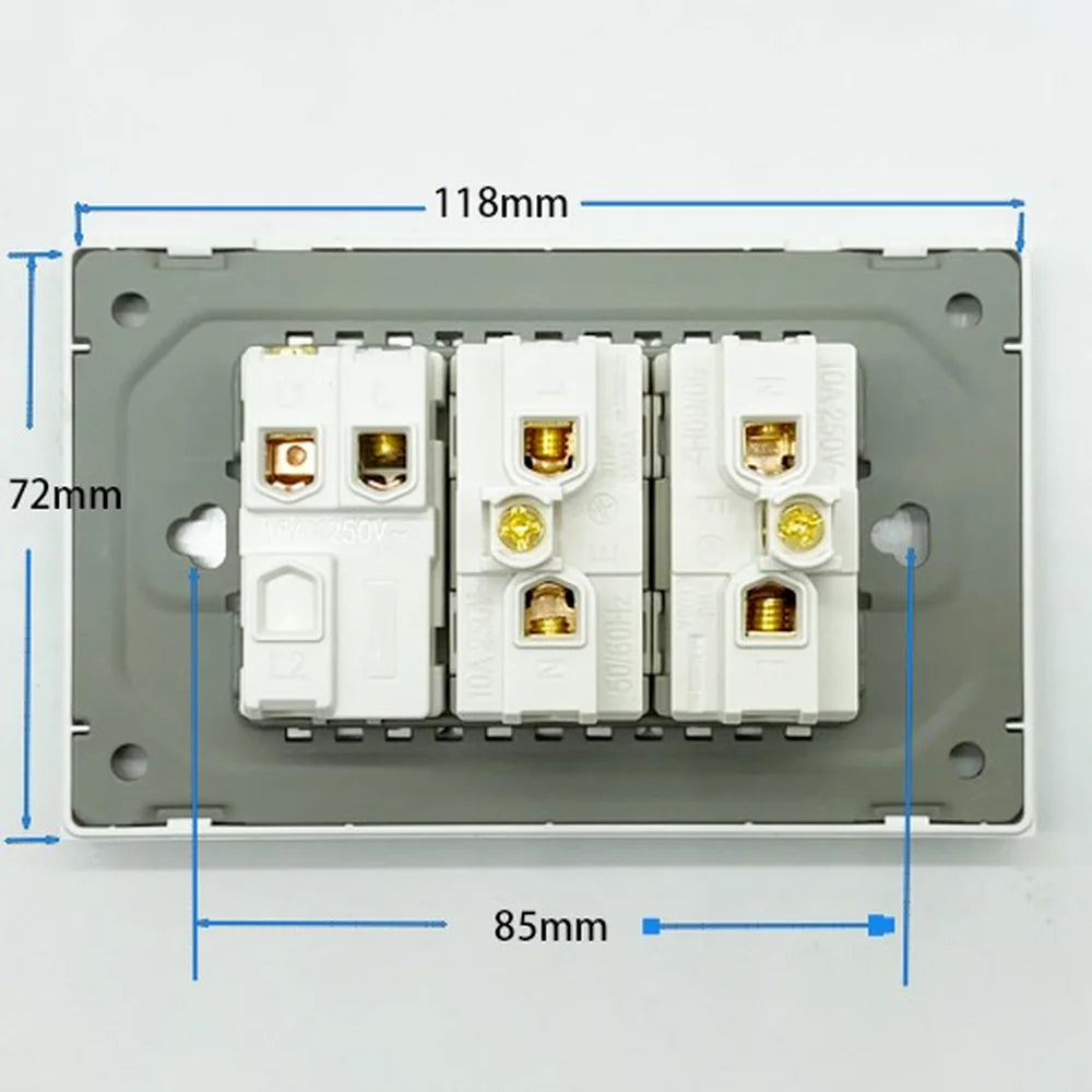 Ổ Cắm Điện Kèm Cổng USB Kính Cường Lực Brazil 118