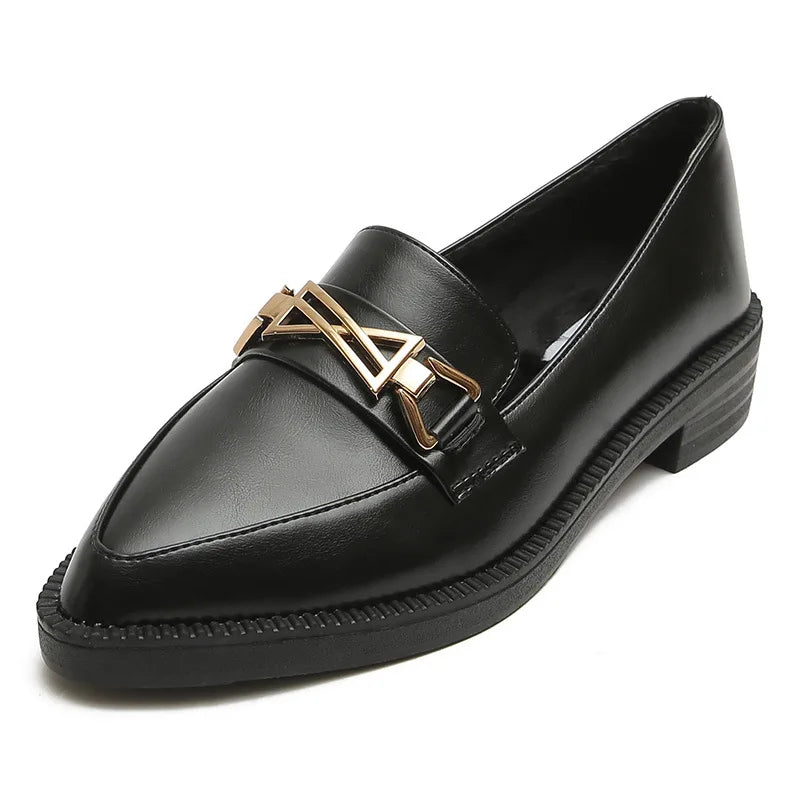 Women's Pointed Toe Chain Platform Slip-on Loafers