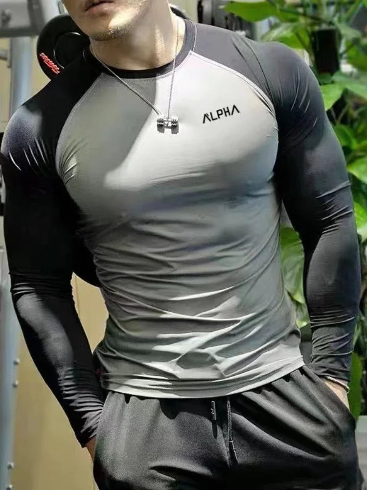 Men's Black Slim Fit Stretchy Gym T-Shirt Fashion