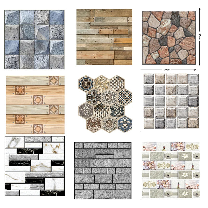 5/10PCS Stereo Wall Stickers Self-adhesive Wallpaper Brick Pattern Creative Stick Heatproof Vinyl Waterproof Kitchen Home Decor