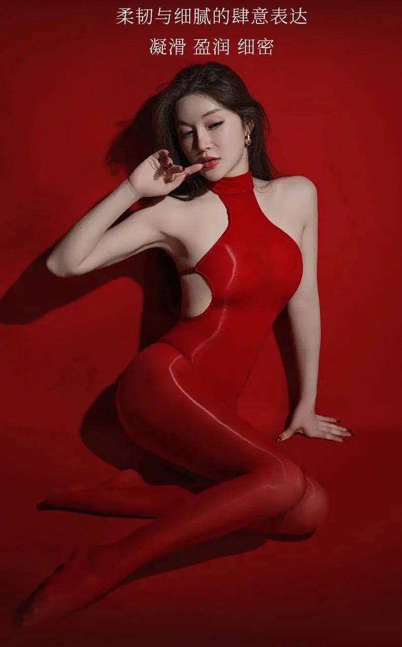 Sexy Backless Glossy Bodysuit 6D Horse Oil ZNZ1