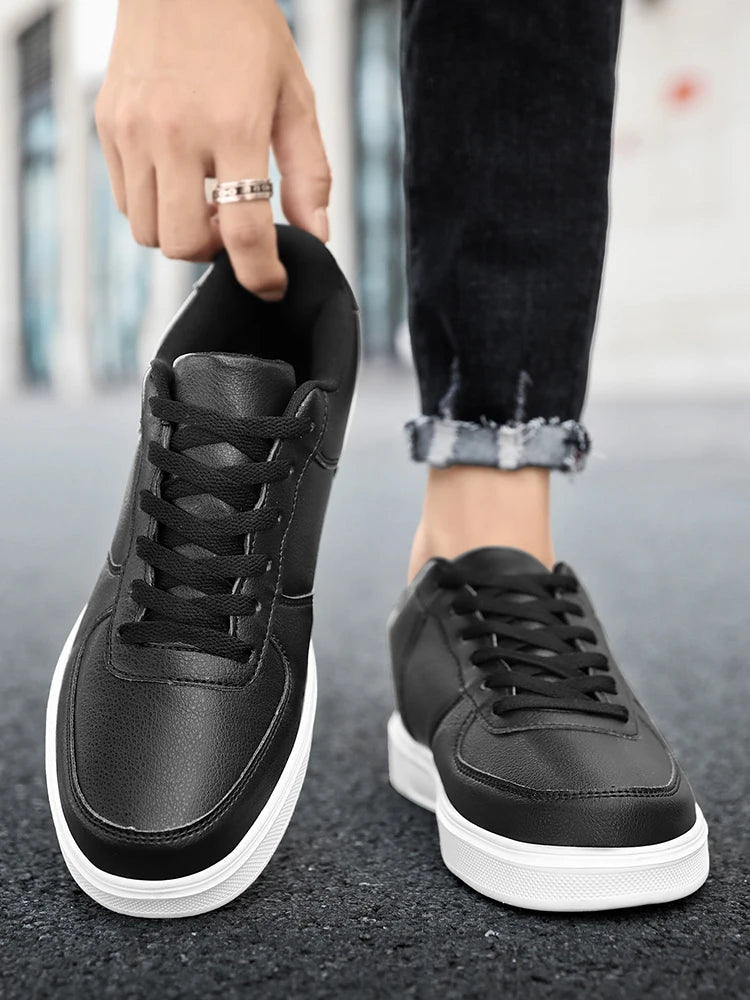 Classic White Sneakers for Men and Women, Comfortable Leather, Large Size