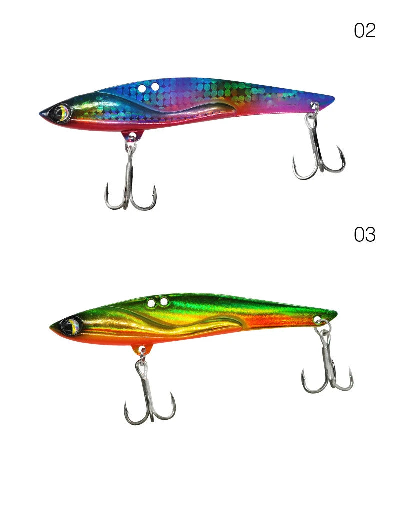 VIB Fishing Lures 35g 44g Sinking Vibration Blade Bait Spinner Spoon Jigging Lures Treble Hooks Bass Fishing Tackle