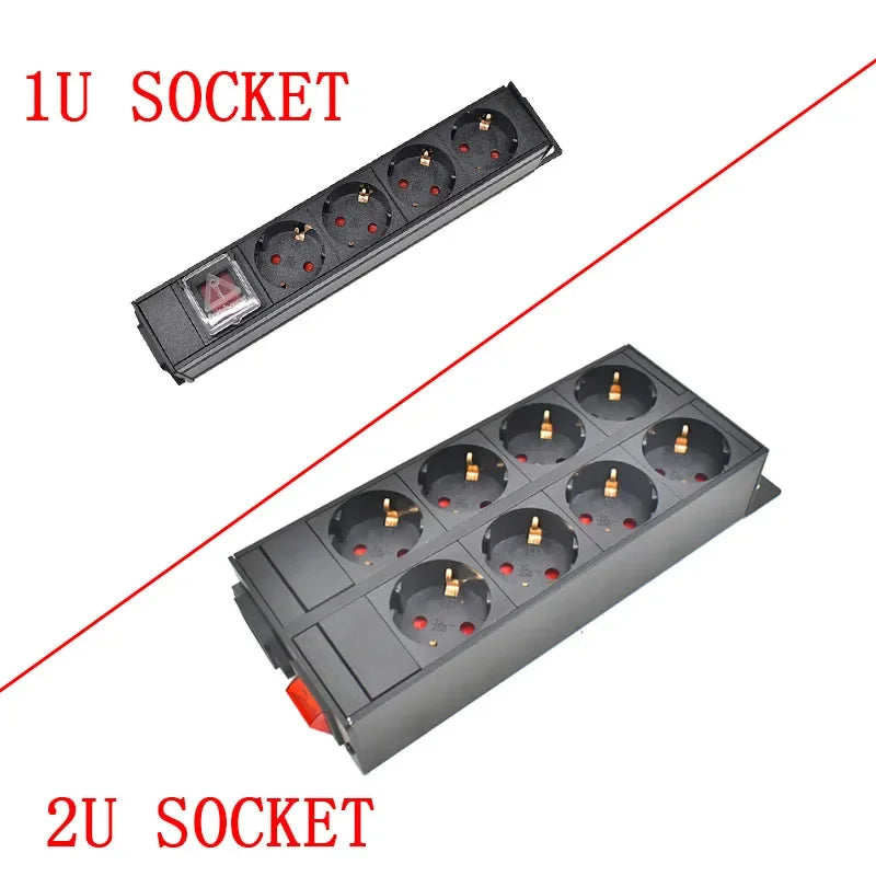 Ổ Cắm PDU Nhôm Tủ Điện 2-10 Ổ Chuẩn Đức Có Công Tắc - Daisan Mart