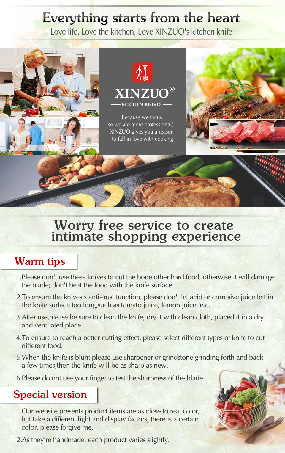 XINZUO 210mm Chef Knife 3 Layer 440C Core Clad Steel Kitchen Knives Stainless Steel Sharp Butchers Gyutou Knife with G10 Handle - Daisan Mart