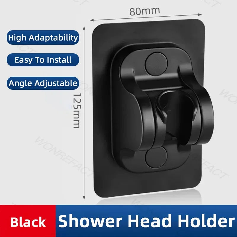 Universal Shower Head Holder No Drill Showerhead Bracket Adjustable Wall Mounted Holder for Bathroom Accessories Stable Rotation