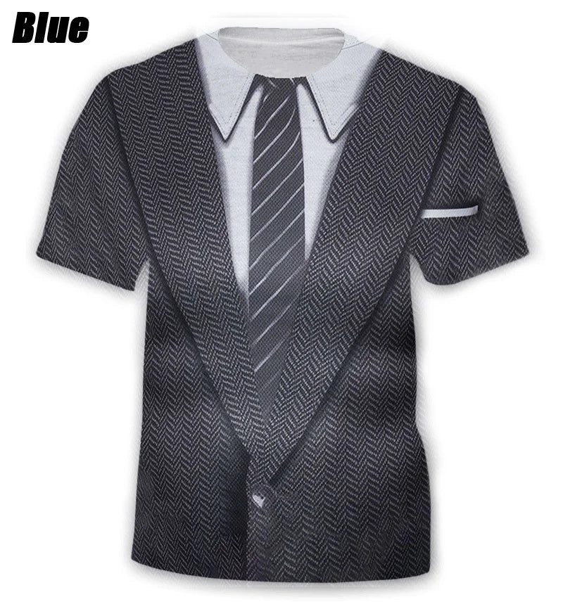 Áo Thun Nam Hè Hài Hước 3D Vest Nơ In Hình Thời Trang