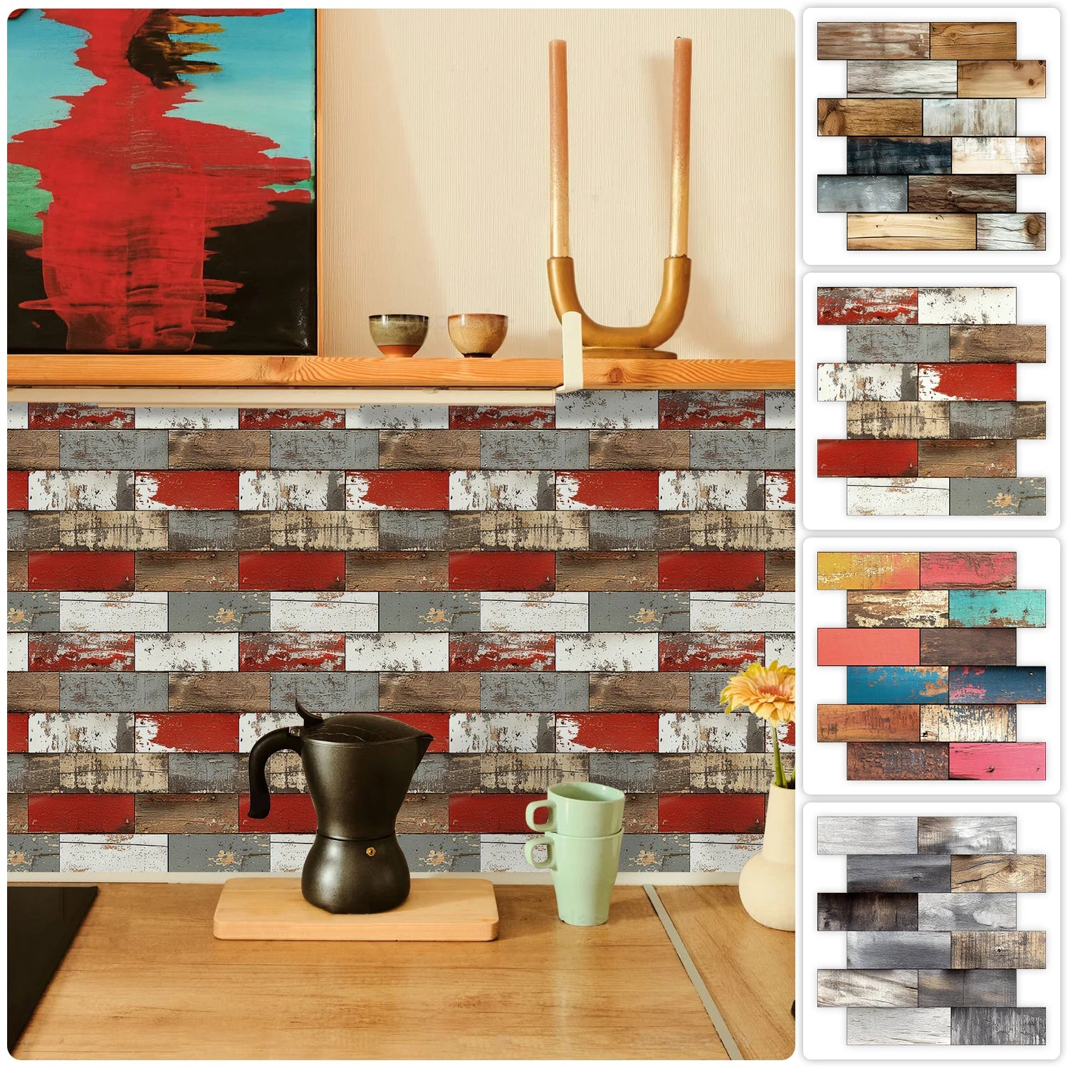 Gạch Dán Tường Vân Gỗ Kháng Dầu Phòng Bếp & Tắm