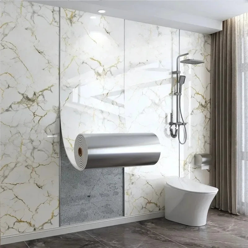 Cover Damaged Wall Self-adhesive Imitation Marble Wallpapers Waterproof Oil Proof Foam Wall Sticker for Bathroom Cabinet Ceiling
