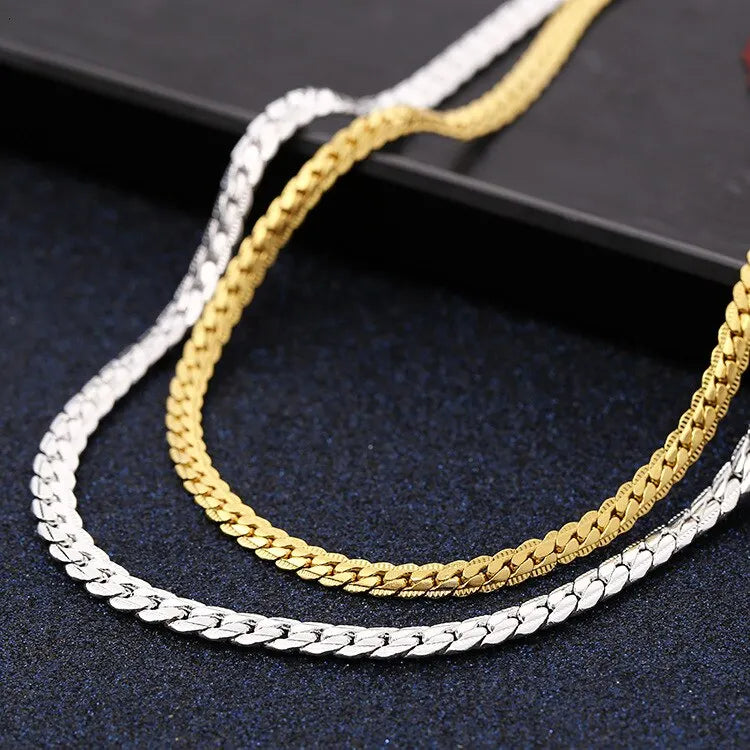 Luxury Gold Silver Necklace For Men And Women 6mm
