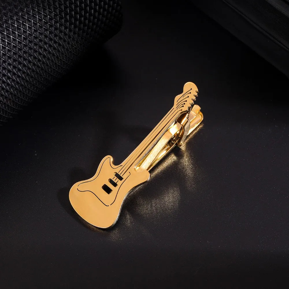 Kẹp Cà Vạt Nốt Nhạc Guitar Titan Phong Cách Punk
