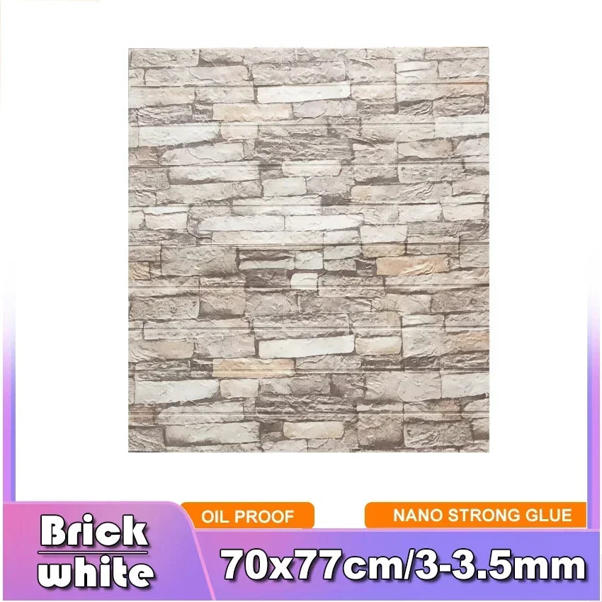 3D Brick Wall Sticker Strong three-dimensional 77*70cm Monochrome and Retro adesivos de parede paper Bring the fun of home life - Daisan Mart