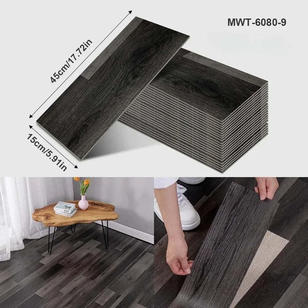45x15cm Floor Sticker Wall Sticker Modern Self-adhesive Thick PVC Wood Grain Floor Sticker Living Room Bedroom Decoration
