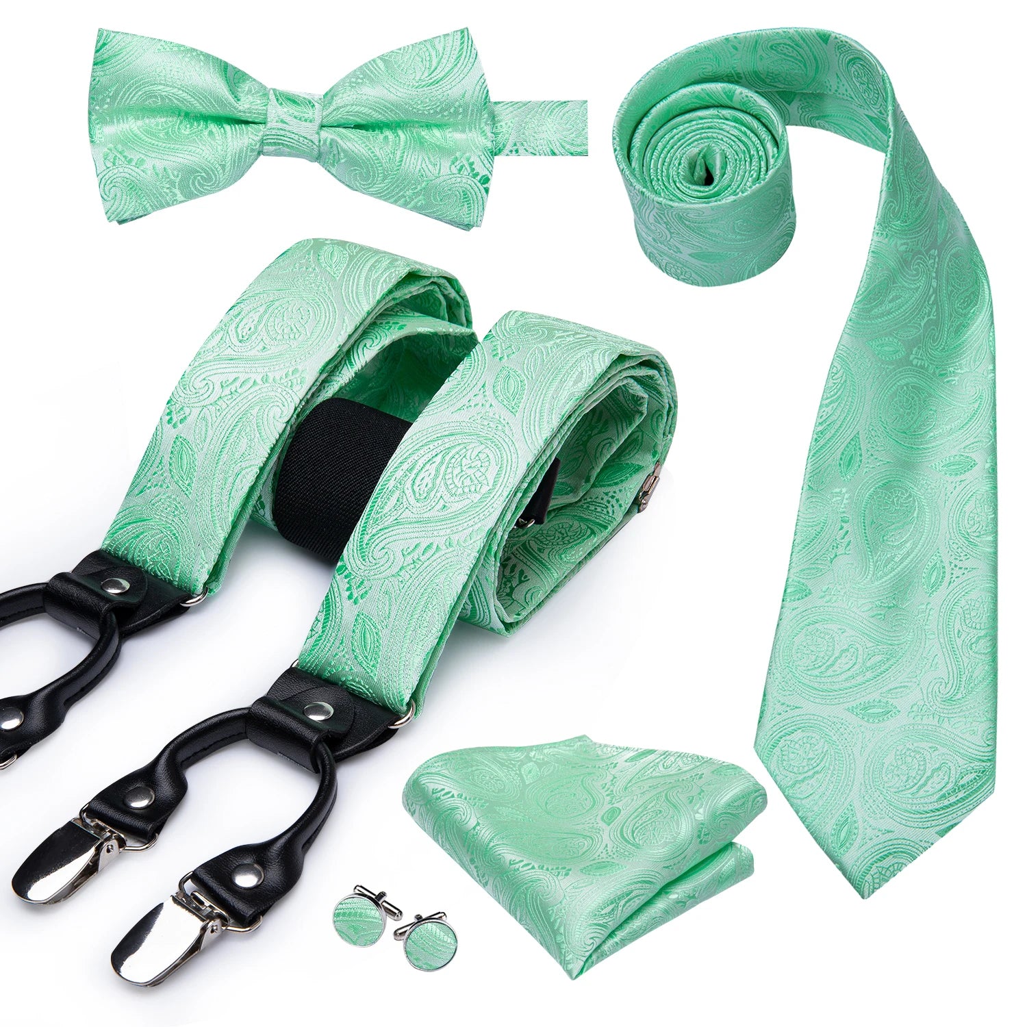 奢華復古金色花卉男士高領絲綢腰帶和領結