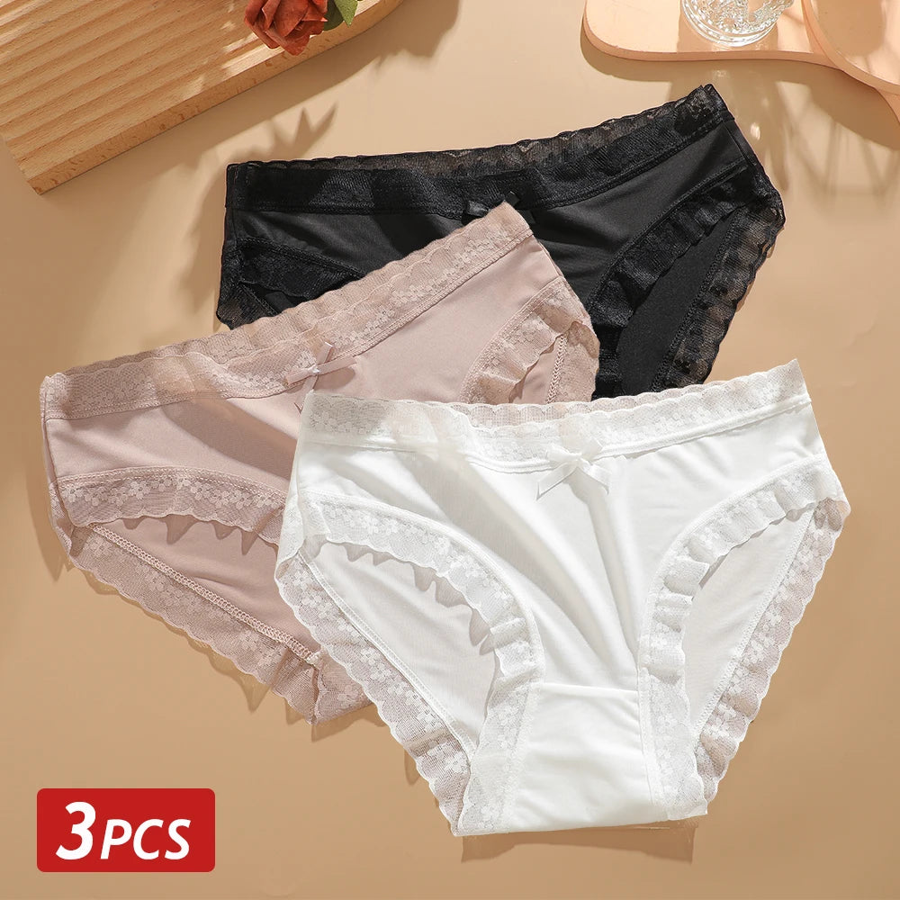 3 Pieces Women's Underwear, Thin, Cool, Sexy, Summer, Cold Silk