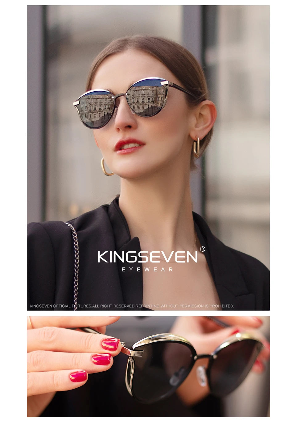 Kính Râm Nữ KINGSEVEN 2023 UV400 Sang Trọng, Thời Trang - Daisan Mart