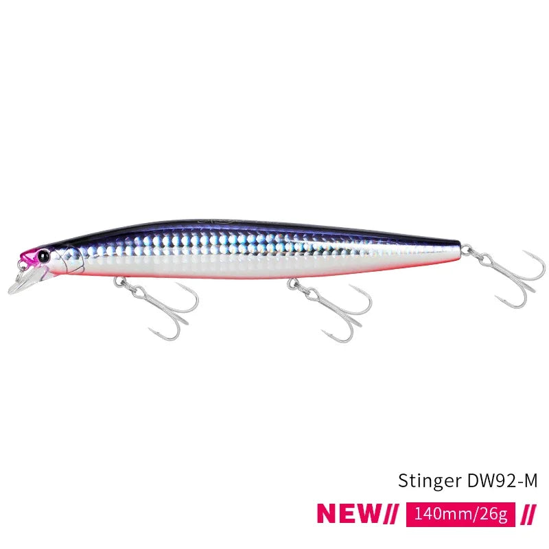 TSURINOYA Stinger 140S Fishing Lure Sinking Minnow DW92 140mm 26g Saltwater Seabass Ultra Long Casting Large Hard Baits Jerkbait