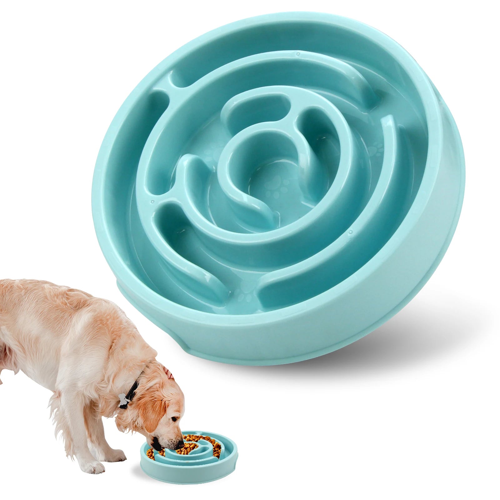 Pet Dog Slow Feeder Bowl Fun Non Slip Anti-Gulping Slower Food Feeding Dishes Eco Dog Bowl for Large Medium Small Dogs Puppy - Daisan Mart