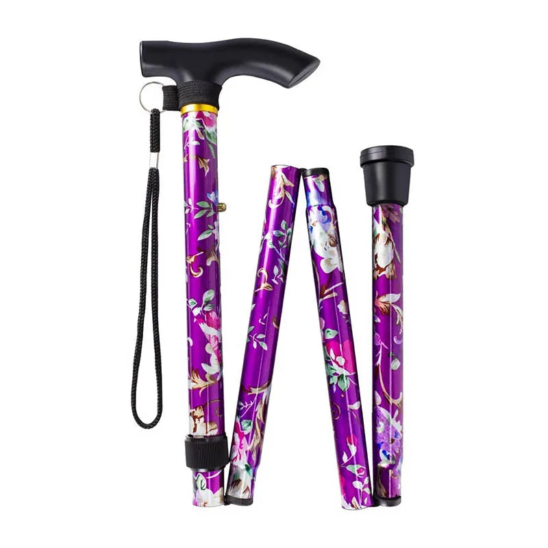 Lightweight Folding Walking Stick with Pattern for the Elderly