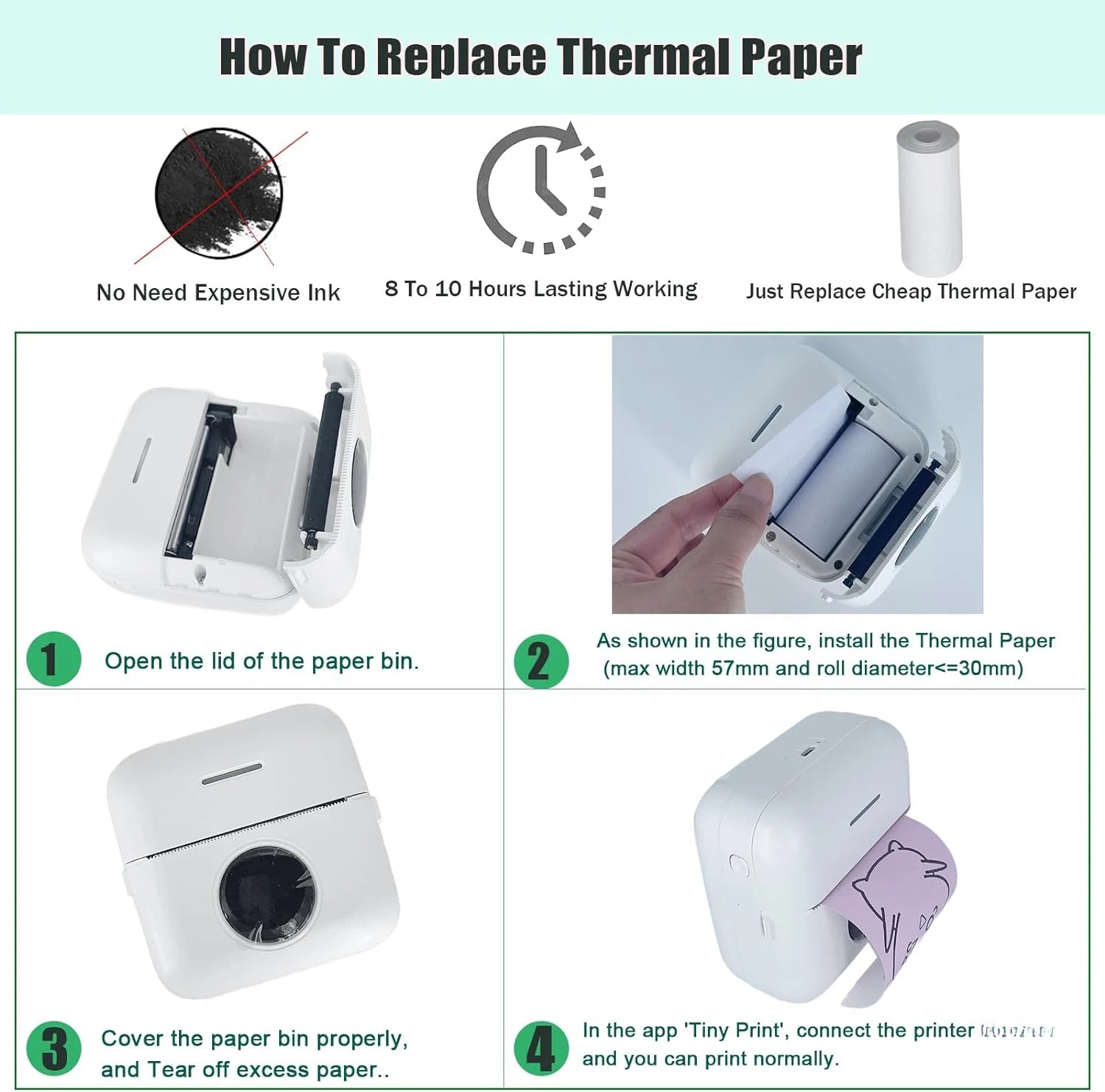 HD Pocket Bluetooth Inkless Mini Sticker Printer